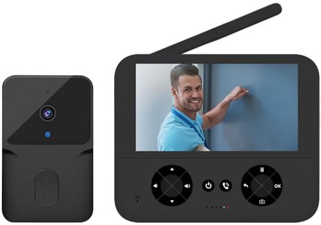 Irishom Videoportero inalámbrico con cámara sin suscripción con pantalla IPS de 4,3 pulgadas, visión nocturna de alta definición, audio bidireccional, grabación automática de fotos/vídeo