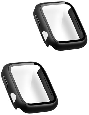 TPZORJX 2 Stück PC Hülle - mit Displayschutz aus Gehärtetem Glas Kompatibel mit Apple Watch Series 6 SE Series 5 Serie 4 44mm, HD Ultradünne Schutzhülle(Schwarz)