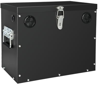 12V Car/RV/Marine Battery Box, Assemble Steel Battery Relocation Kit for Trailer, Boat, Trolling Motor, Kayak (Group 27 Black)