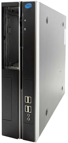 SIMPLETEK - SFF Small Form Factor PC-Gehäuse schwarz | Micro-ATX mATX TFX | 1 x 5,25 ODD + 1 x 3,5 Front + 2 x 3,5 (für HDD/SSD) | Seriell RS232 COM Parallel LPT (Generalüberholt)