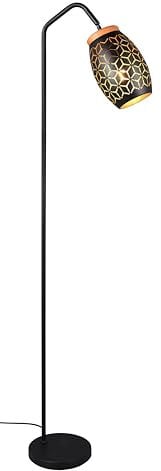 Reality Leuchten Stehleuchte Bidar R41571031, Metall Schwarz matt/goldfarbig, exkl. 1x E27