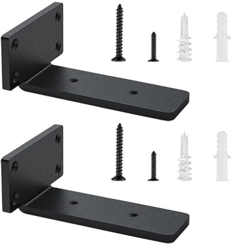 2 Pezzi Staffe per Mensole Pesanti, Reggi Mensola da Muro, Reggimensola Legno, Supporto Mensola per Mensole Da Appendere Alla Parete (Nero, 15 cm)