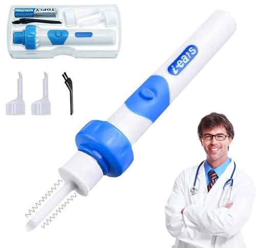 Ohrenschmalz-Sauger, Electric Safe and Soft Ohrenschmalz Entferner Sauger, Powerful Suction with 2 Washable Replacement Heads and light, for Children and Adults (*1)