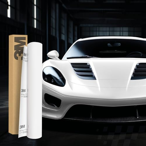Finest Folia 3M 2080 Film Autocollant pour Car Wrapping pour Voiture Moto Bateau Protection de Peinture 3D avec canaux d'aération (S10 Satin White, 100 x 152cm)