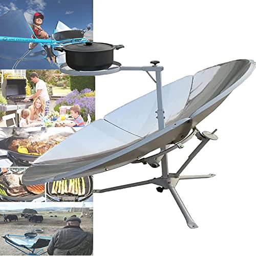 Estufa solar de cocina, cocina solar concentrada, hornos al aire libre, horno solar de camping, soporte de hierro, horno solar para patio trasero al aire libre
