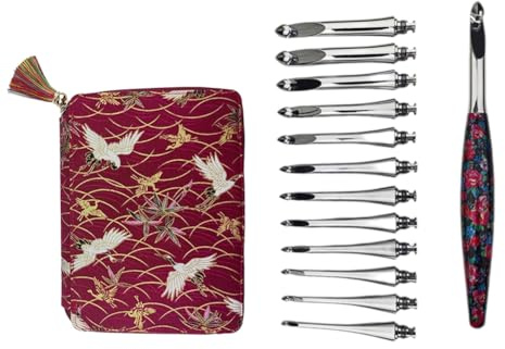 Ujjdwiurgh Ergonomic Crochet Hooks- Interchangeable Set of 12, Featuring Large Handle& Smooth Design, Crochet Hook Kit