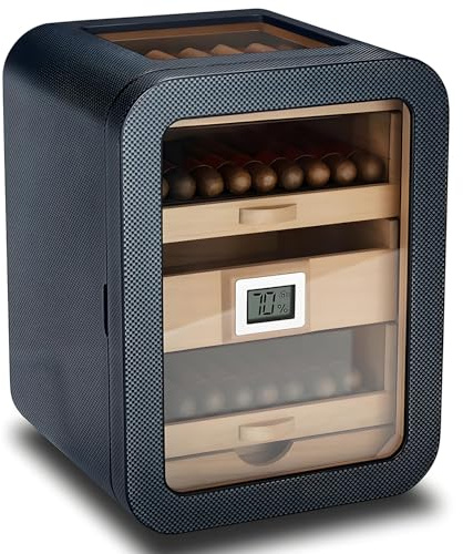 Zigarrenhumidor aus Zedernholz, elektrischer Zigarrenschrank mit digitalem Hygrometer, geräuschloser, konstanter Humidor mit 110 Fassungsvermögen, Zigarrenkühler-Humidor für Männer C(withsunroof)
