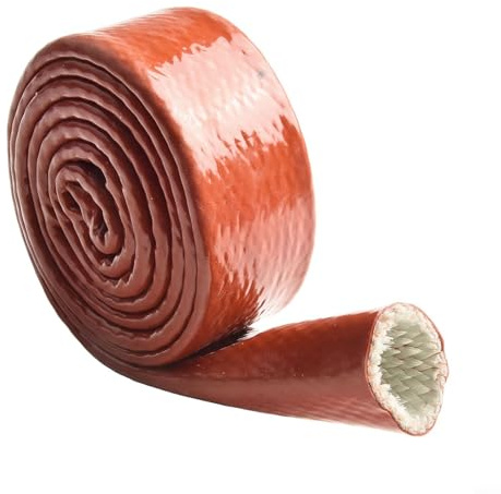 TONIXY Hitzeschutzschlauch Silikon-Titan Glasfaser-Schutzhülle 1,5 M Für Schläuche Und Kabel, Feuerhemmend, Thermoisolierend(25MM)