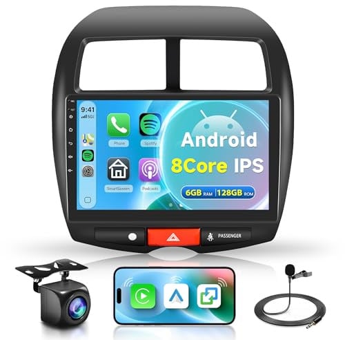 8 Core 6G+128G Android Autoradio für Mitsubishi ASX 1/Citroen C4/Peugeot 4008 Wireless Carplay Android Auto 10.1 Zoll Autoradio mit Navi GPS WIFI Mirror Link Bluetooth FM/RDS/DSP EQ/SWC Rückfahrkamera