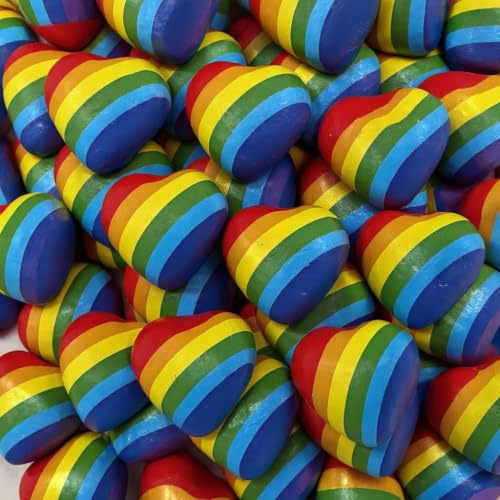 OYOY | 250 g Regenbogen Schokoherzen einzeln verpackt | Milchschokolade mit Milchcremefüllung | Süßigkeiten Mitgebsel Geschenk