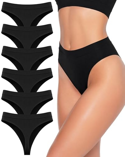 FINETOO String Femme Taille Haute sans Couture Tanga Invisible Slip | String Taille Haute Femme,Lot de Tangas,Invisible Vêtements Feminins,Confortable pour le Sport