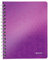 Leitz WOW Collegeblock A5 kariert, 160 Seiten, 80 Blatt FSC-zertifiziertes Papier 80 g/m², Doppelspiralbindung, PP-Einband, Notizbuch mit Sichthülle und Lineal, Für Büro oder Schule, Violett, 46410062