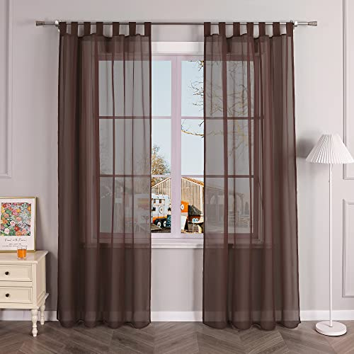 Thinkbay Handarbeit Schlaufen Gardine Schöne Vorhänge 1er-Pack Vorhang H*B 145 * 140cm Braun