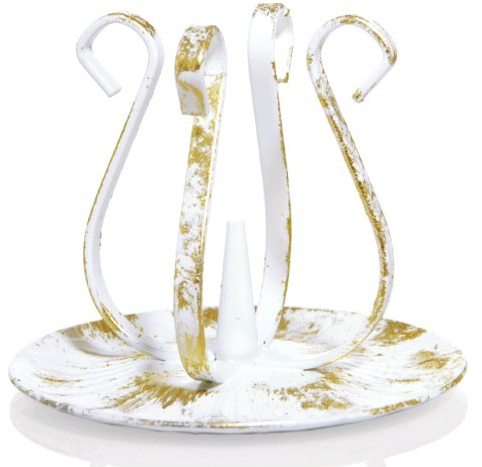 Taufkerzenhalter Eisen weiß/Gold Höhe 11 cm für Taufkerzen Ø 4-5 cm für Taufkerzen