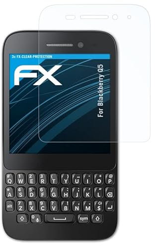 atFoliX Schutzfolie kompatibel mit Blackberry Q5 Folie, ultraklare FX Displayschutzfolie (3X)