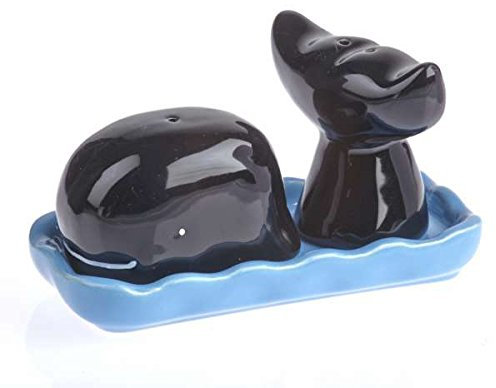 by-Bers.de - Wal in Schwarz, 3-teilig, Salz- und Pfefferstreuer aus Keramik, die wohl süßesten der Welt