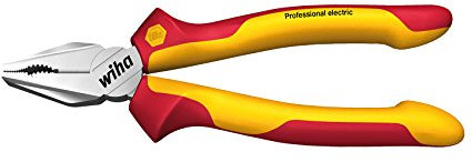 Wiha Kombizange Professional electric mit DynamicJoint® (einzigartige Gelenkkonstruktion für bessere Kraftübertragung)und OptiGrip mit extra langer Schneide in Blister (27328) 160 mm Zange für Elektriker, VDE geprüft, stückgeprüft, stabil und robust