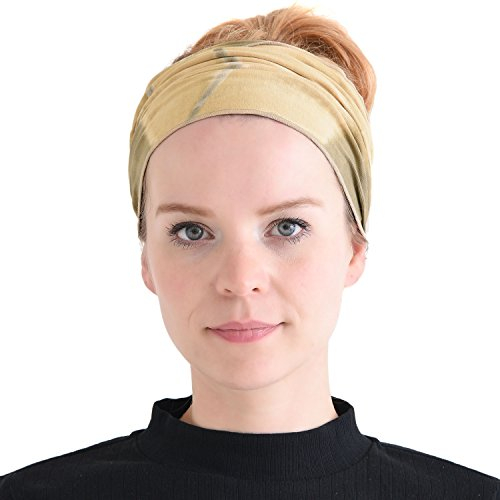 Bandeau Cheveux Femme Tie Dye - Serre Tete Homme Bandana Elastique Marbré Teint Main Japonais G-Beige