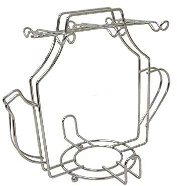SOPORTE COLGADOR PARA 6 TAZAS Y PLATOS FORMA CAFETERA CROMADO
