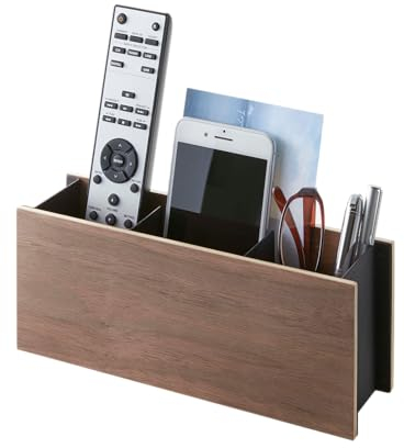 Yamazaki 2731 RIN Stifte- & Fernbedienungshalter, schwarz, Holz/Stahl, Minimalistisches Design, 25 x 7 x 10,2 cm (LxBxH)