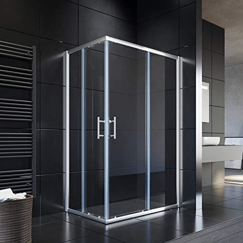 Glasdeals SPA-FIX Cabine de douche Double porte coulissante en verre 90 x 90 cm, 120*100*195cm ohne Duschtasse