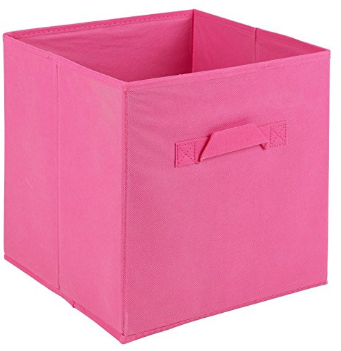 URBNLIVING Collapsible Storage Cube Drawer Box with Carry Handles (Dark Pink - Large)