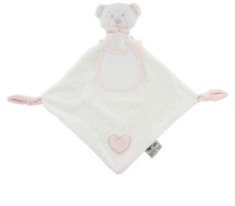 FILOUFACE Doudou à Broder Point de Croix Ours Carré Plat Coloris Rose