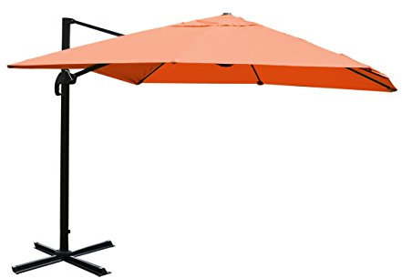 Mendler Gastronomie-Ampelschirm HWC-A96, 3x4m (Ø5m) Polyester Alu/Stahl 26kg - terracotta