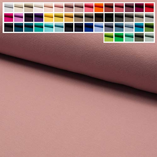 Premium Jersey Uni Stoff mit 150 cm Breite, Hochwertiger Baumwolljersey in Oeko-Tex 100, Meterware ab 25 cm Zuschnitt - ca. 60 Farben immer vorrätig (07. Altrosa)