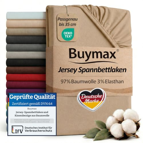 Buymax Wasserbett Spannbettlaken Stretch 180x200-200x220 cm für Wasserbetten und Boxspringbetten Bettbezug für Matratzen bis 35 cm Matratzenhöhe, Sand