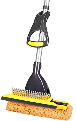 Yocada Mopa de Esponja para Uso Comercial en el hogar, Azulejos, baño, Garaje, Limpieza con escobilla de Goma y Mango Largo telescópico Extensible, 104-133 cm, fácil de secar