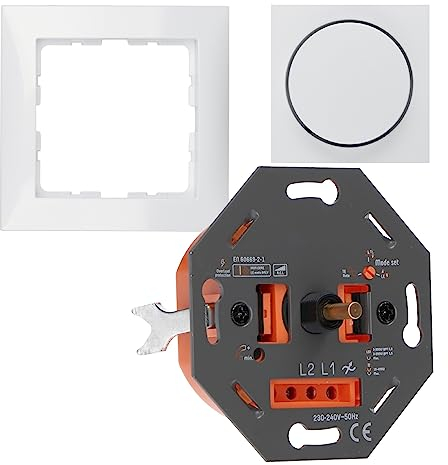 LED-Dimmer Universaldimmer 3-250W als Komplettset mit Berker S.1 polarweiß glänzend Phasenanschnitt und Phasenabschnitt