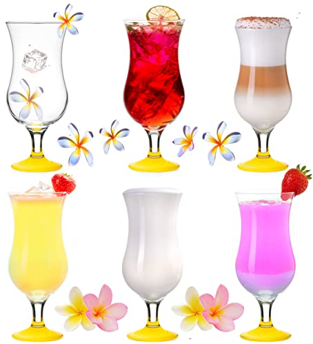 PLATINUX Verres à Cocktail 400ml (max 470ml) en Verre Set 6-Pièces Verres à Longdrink Verres à Milkshake Grand Jaune