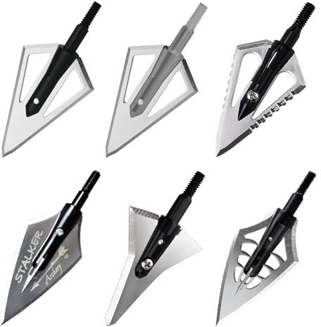 ZSHJGJR 6 Stück Jagdspitzen Pfeilspitzen Broadheads für Recurvebogen Compoundbogen Bogen Pfeil Armbrust Bolzen 100 125 Grain Bogenschießen Bogen Jagd Pfeile Bogensport