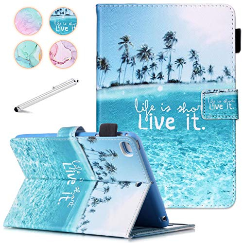 Fancity Case for iPad Mini 5/4/3/2, Protective PU Leather Smart Cover With Auto Wake/Sleep, Stand, Card Slot, Pencil Holder for 7.9 Inch iPad Mini, Beach