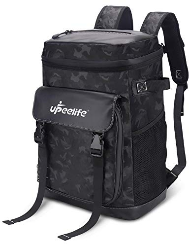 Upeelife Large Insulated Cooler Backpack, Waterproof Leakproof Cool Bag Rucksack Picnic Backpack, Black Camo