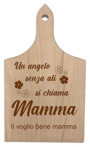 Tagliere da Cucina Festa della Mamma Un Angelo Senza Ali Si Chiama Mamma - Ti Voglio Bene Mamma - Idea Regalo Mamma