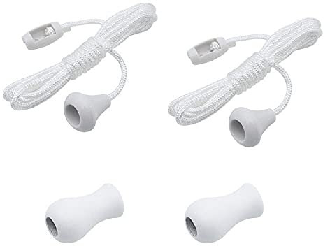 YPLonon Bathroom Light Pulls 2PCS White Pull Cord Light Switch 2mm*1.5M Nylon Ceiling Light Pull Modern Shower Light Pull for Bathroom Toliet Shutters Rope Replacement No Stretch
