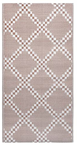 vidaXL Outdoor Teppich Zweischichtiger Jacquard Terrassenteppich Küchenteppich Außenteppich Indoor Terrasse Balkon Flur Küche Bad Braun 120x180cm PP
