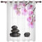 ZLLHAPPY Gardinen Set Zen-Orchideen-Steine：Gardinen mit Schlaufen Vorhänge Polyester Vorhang Wohnzimmer Schlafzimmer Küche 2Er-Set 110x215cm