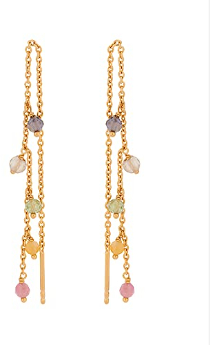 Pernille Corydon Ohrringe Gold Damen - Shade Earchains/Durchzieher hängend - 925 Sterling Silber Vergoldet - 10 cm - E257-gp