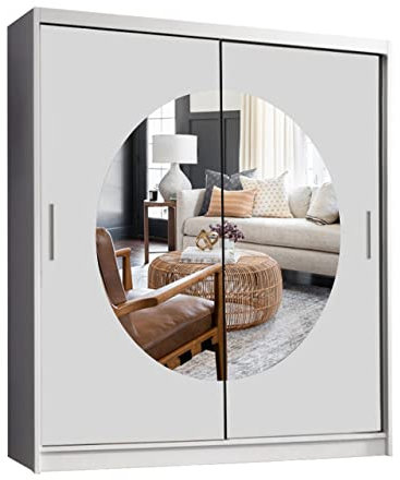 SLIDING WARDROBE 4U Iowa Modern Free Standing Sliding Mirror Door Wardrobe (White, 203cm)