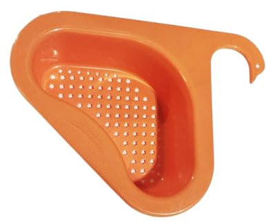Abflusskorb aus Kunststoff für Küchenspüle, tragbar, entzückendes, dreieckiges Obstreinigungssieb, Filter, Abtropfgestell, Orange