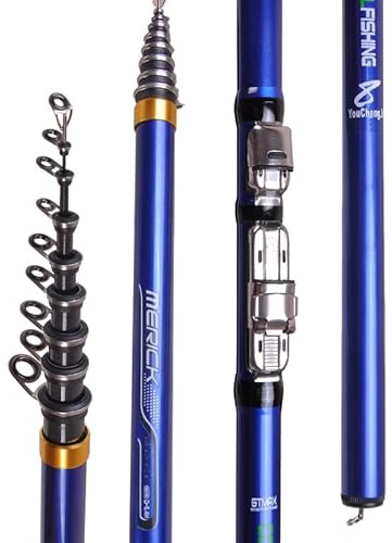 WABTU Canne à PêChe Carpe tournant la Canne pêche 3. 6 m 4,5 m 5,4 m 6,3 m Télescopique Fibre de Carbone de mer Ultralight Winter Coulage de pêche Tackle Portable Canne A Peche Telescopique