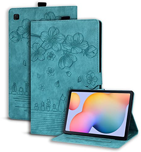 Succtopy Funda para Samsung Galaxy Tab S6 Lite 10.4 Pulgadas 2024/2022/2020 Ultra Slim PU Protectora Tableta Carcasa con Soporte Pencil, Función de Soporte para Samsung Tab S6 Lite Verde Claro