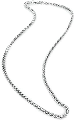 Edelstahl Weizenkette 70 cm, Männer Halsketten Silber Herren Metallkette Lang Breit 4MM Hip Hop Kette Edelstahl Schmuck