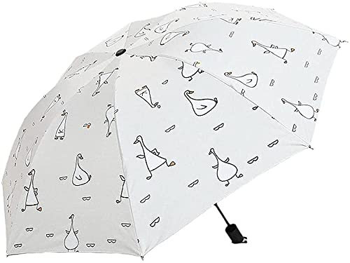 DUXEDO Reiseschirm, Strandschirm, Regenschirm, weiblicher Stiel, Gänseschirm, zusammenklappbarer Sonnenschirm, UV-Regenschirm (Color : White)