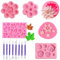 Attuslla Silikon Fondant Kuchen Formen, 3D Rosen Silikonform für Fondant Blätter Fondant Silikonform für Kuchen Dekoration, Cupcake Topper