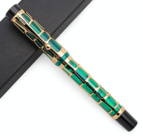 czxwyst JINHAO 100 Fountain Pens Metal and Resin Grid Skeleton Writing Pen with Converter (Medium Nib, A-Green)