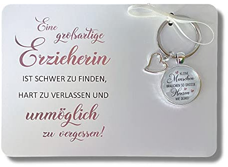 Eine großartige Erzieherin Geschenkset Abschied Kita Tagesmutter Schlüsselanhänger Kleine Menschen Danke wachsen